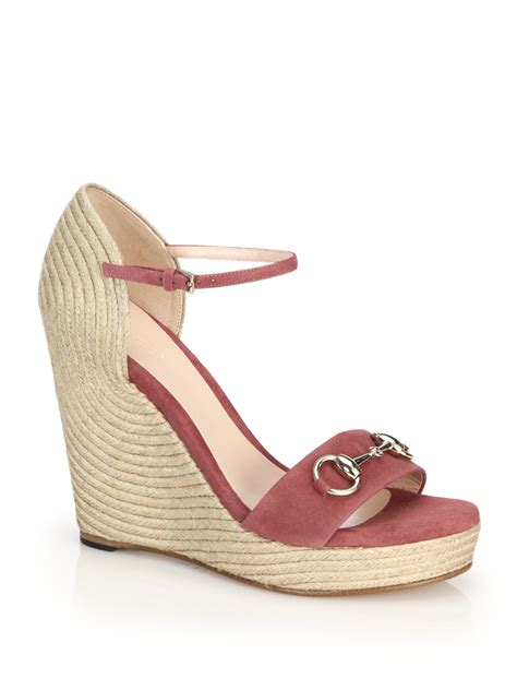 gucci carolina wedge sandal with crystals|Gucci espadrilles wedges pink.